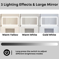 Coiffeuse de luxe moderne en bois blanc avec éclairage LED et couleur personnalisable
