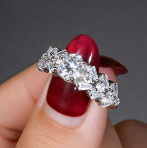 Anillo de Compromiso de Lujo con Incrustaciones de Diamantes de Imitación, Plata de Ley S925, 1.0 ct, Diamante Cultivado en Laboratorio, Anillo de Moissanita para Mujer - Product Image 3
