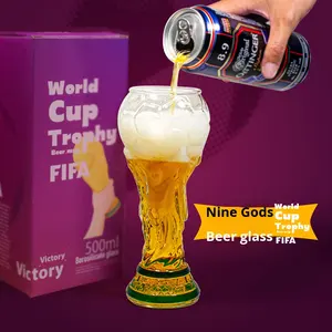 แก้วเบียร์ทรงถ้วยรางวัลฟุต<span class=keywords><strong>บอล</strong></span><span class=keywords><strong>โลก</strong></span> ทำจากแก้วโบโรซิลิเกตคุณภาพสูง บรรจุกล่องของขวัญ เหมาะสำหรับเป็นของที่ระลึกสำหรับแฟนฟุต<span class=keywords><strong>บอล</strong></span> - Product Image 2