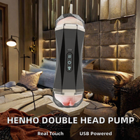 Vibrateur double tête en latex Henho FJ-09 pour hommes, interaction vocale, 10 fréquences, rechargeable par USB, 100 % étanche, toucher réel, 40