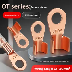 Terminal de Anillo Abierto de 3-60A, 80A, 100A-600A, 800A, 1000A, Conector de Cable de Batería de Cobre Estañado - Tipo OT, Alta Resistencia (Grado GB/T A) - Product Image 1