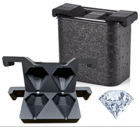 Grand moule à glaçons en silicone de qualité alimentaire en forme de diamant, écologique, accessoires de bar, plateau à glaçons cristallins pour whisky et cocktails