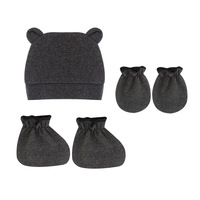 Gorro de bebé de color sólido, guantes, cubierta de pie, conjunto de 3 piezas para recién nacidos de 0 a 3 meses para la temporada de invierno para comercio exterior