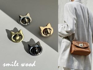 Smile Wood PCS Cat Shape Clasp Twist Lock With Keychain Purse Closure Turn Lock <b>Handbags</b> Clasp Clutch Replacement Metal Latch Ha - Product Image 2