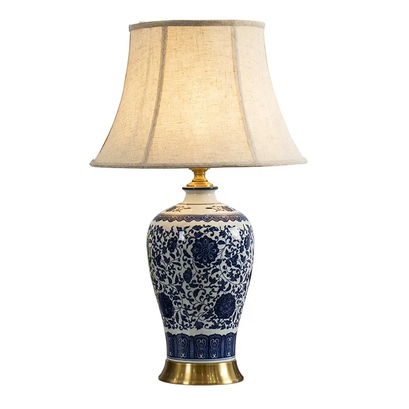 Chinese Style Antique Decorative Table Lamp Modern Romantic Blue And White Porcelain Table Lamp