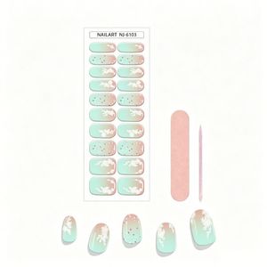 สติ๊กเกอร์ติดเล็บลายดอกไม้สามมิติสีทอง - Product Image 1