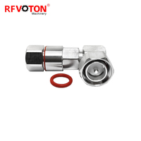Conector RF RFVOTON de 50 Ohmios, 4.3-10 L20, Macho, Ángulo Recto de 90 Grados, 4310, Montaje con Abrazadera para Cable Coaxial RF de 1/2 Pulgada