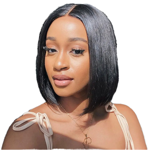 <span class=keywords><strong>Cheveux</strong></span> humains brésiliens densité 200 # Perruque courte brune chocolat, coupe bob, lisse comme des baguettes, avec dentelle transparente HD 13x4 pour femmes - Product Image 1