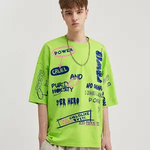사용자 정의 만든 남자 재미 T 셔츠 낙서 인쇄 Streetwear 대형 힙합 소년 티 셔츠