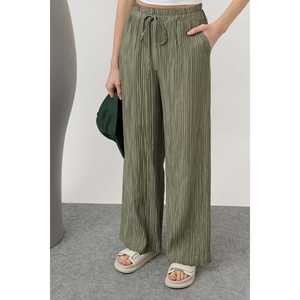 กางเกงขายาวเอวสูงทรงขากว้างสำหรับผู้หญิง สีมิงค์ ระบายอากาศได้ดี เอวยางยืด - Product Image 2