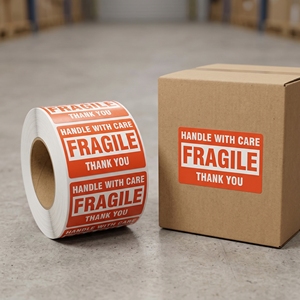 จงระวังขณะจัดการ สติกเกอร์เตือนสินค้าเปราะบาง กันน้ำ ผลิตจากไวนิล พร้อมตัวเลือกสั่งทำพิเศษ ขอบคุณ - Product Image 1