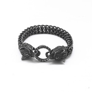 Yunnique – Bracelet en acier titane avec tête de loup pour hommes, bijoux Punk Hip Hop, cadeau - Product Image 1