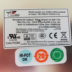 Fuente de Alimentación Compacta Original de Taiwán EMACS/Xinju P1S-5300V P1S-5180V P1S-2300V 1U Plateada con Certificación 80 PLUS Silver Medal - Product Image 4