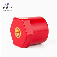 JYZ14 Isolateur de support de barre omnibus hexagonal rouge BMC, isolateur thermofixe avec insert en laiton fileté M8, pour armoire industrielle, ÉCHANTILLON GRATUIT