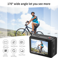 Caméra sportive 5K 30fps 24MP, étanche à 30m, microphone sans fil, télécommande, grand angle 170°, double écran, EIS six axes, MicroSD
