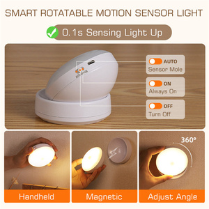360 Rotated PIR <b>Motion</b> <b>Sensor</b> LED Night <b>Light</b> Wall Lamps Rechargeable Under Cabinet <b>Light</b> Wireless Closet Night Lamp - Product Image 3