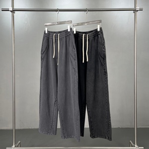 Pantalon de jogging décontracté pour homme, coupe ample, taille mi-haute, en molleton épais, style streetwear vintage hip-hop, pour l'extérieur - Product Image 1