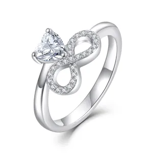 Yilun Hoge Kwaliteit 925 Sterling Zilver Hartvormige Cz Infinity Belofte Ring Voor Vrouwen-Symboliseren Eindeloze Liefde