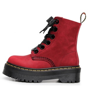 Bottines en cuir véritable marron à bout rond, à lacets, talon plat, avec nœud décoratif, antidérapantes, toutes saisons, vente en gros - Product Image 3