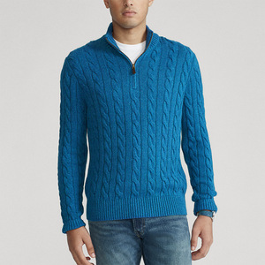Pull décontracté pour homme en maille jacquard torsadée à demi-zip, tendance automne/hiver, idéal pour le sport - Product Image 3