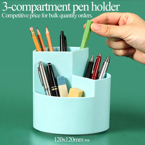 SUNSHING Space-Saving Craft Brush <b>Holder</b> Compact 3 Slots 360-Degree Spinning Stationery Desktop Organizer for Office, Art Supply - Product Image 1