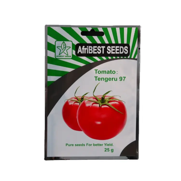 wholesale three side seal resealable agricultural plastic water proof tomato seeds packaging bag with tear notch