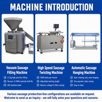 Ligne de production de saucisses entièrement automatique, commande par un seul opérateur, remplissage, torsion, accrochage, acier inoxydable 304, certifiée CE