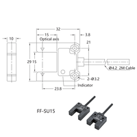 Capteur photoélectrique FF-SU15P à fourche, distance de détection 15 mm, PNP NO, IP65, pour détection de niveau de liquide
