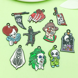 Pendentifs Halloween Crâne Clown en Alliage de Zinc avec Effet Goutte d'Huile, Accessoires de Bijoux DIY pour Projets Créatifs - Product Image 4