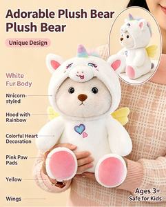 Peluche Orso con <span class=keywords><strong>Cappuccio</strong></span> Ribaltabile OEM, 3 Stili Dinosauro Unicorno <span class=keywords><strong>Panda</strong></span> Convertibile, Logo Personalizzabile, Regalo all'Ingrosso, Decorazione per la Casa - Product Image 2