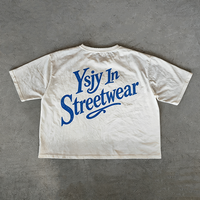 T-shirt décontracté surdimensionné pour homme de haute qualité, effet délavé à l'acide, streetwear personnalisé, vintage, imprimé numérique, effet soleil éclairé