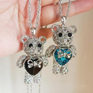 Collares de Cadena Larga con Colgante de Osito de Peluche con Corazón de Cristal Grande, Joyería de Acero Inoxidable Resistente al Agua y al Deslustre para Mujer - Product Image 4