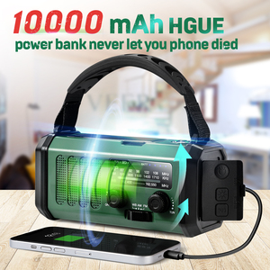 XSY Portable Solar Power Hand Crank Radio 10000 Mah AM/FM <strong>WB</strong> Three Way Dynamo Crank Weather Radio with Flashlight and Screen - Product Image 5