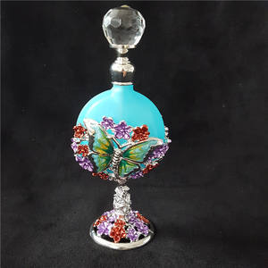 Flacon d'huile essentielle en métal de haute qualité, rond plat, papillon, pied haut, 8 ml, flacon de parfum antique - Product Image 5