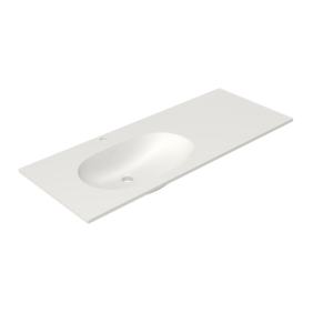 Maydon, lavabo de mármol blanco mate montado en la pared, lavabo de baño cuadrado, accesorio de baño de resina sólida - Product Image 5