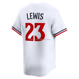 Maglia da Baseball Americana Minnesota Twin Ricamata per Uomo, Vendita all'Ingrosso # Abbigliamento da Softball 25 Byron Buxton 23 Royce <span class=keywords><strong>Lewis</strong></span> 27 Ryan Jeffers - Product Image 4