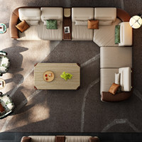 Canapé d'angle incurvé en forme de L de style médiéval en noyer noir haut de gamme, avec appui-tête réglable et coussin en cuir semi-vert
