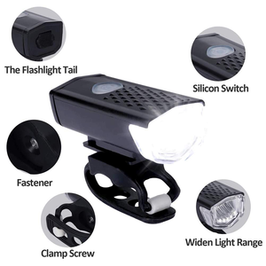 Juego de luces de bicicleta recargables por USB, equipo de luz trasera delantera impermeable, accesorios, faros delanteros y luz trasera para bicicleta - Product Image 5