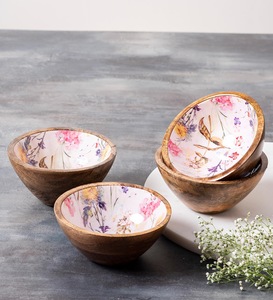 <b>Small</b> Wooden Dinner Bowl Daily <b>Table</b> Center Piece Use Food Presentation <b>Kitchen</b> Decor Salad Tossers Rustic Tableware Wooden - Product Image 6