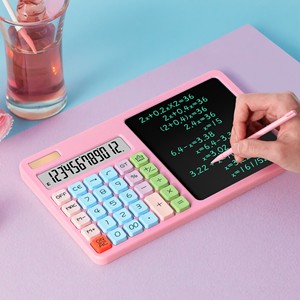 Calculadora Rosa con Pantalla LCD y Bloc de Notas, 12 Dígitos, Funciona con Batería, Regalo Empresarial Creativo - Product Image 1