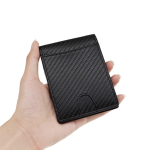 Hot Seller Genuine Leather Carbon Fiber RFID Blocking Slim Minimalist Custom Open Closure Man's Money Clip <b>Wallet</b> - Product Image 5