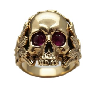 Golden Skull <b>Ring</b> With <b>Ruby</b> Eyes Punk Jewelry <b>For</b> Halloween <b>Men</b> Women Fashion <b>Rings</b> - Product Image 5
