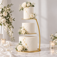 Support à gâteau rond élégant en métal doré pour table de desserts, présentoir à gâteaux à étages pour décorations de mariage