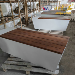 Nuevos Materiales de Construcción de Piedra, Banco de Cemento con Cubierta de Madera para Exteriores, 2500*600*600, para Parques, Plazas y Paisajes - Product Image 1