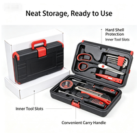 Ensemble d'outils ménagers en acier au carbone de 12 pièces, kit manuel avec boîte à outils robuste pour travaux extérieurs, logo OEM