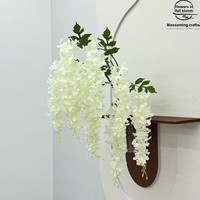 Dekorasi Langit-langit Pernikahan, Bunga Wisteria Trigeminal Plastik Buatan, Jaring Bunga Ringan, Realistis, Hiasan Dinding Bunga Merah