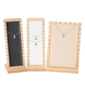 Caja de lujo para el cuello y la oreja, soporte de anillo de bambú, estante, bandeja, plato, embalaje de joyería usado y exhibición para tienda