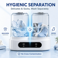 Nouvelle machine à laver mini semi-automatique à double cuve en plastique 2026, portable USB pour sous-vêtements et chaussettes, idéale pour l'extérieur et l'hôtellerie