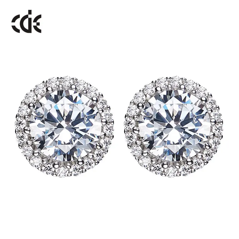 CDE Zircon Perhiasan Halus 925 Sterling Silver Kristal Stud Earrings untuk Wanita