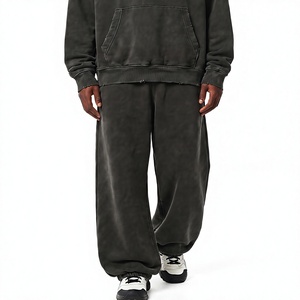 Pantalons de jogging en coton délavé personnalisés, coupe décontractée, pour les détaillants de mode américains, tailles S M L XL. - Product Image 1